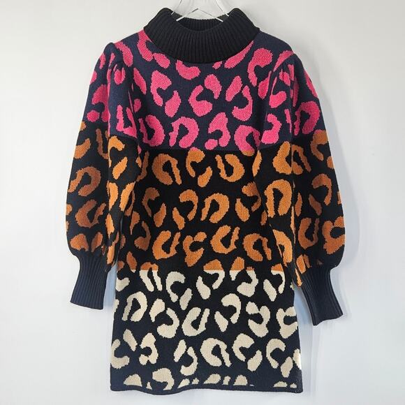Farm‎ Rio Mixed Leopards Striped Sweater Dress Size Small New Animal Print - Picture 4 of 10